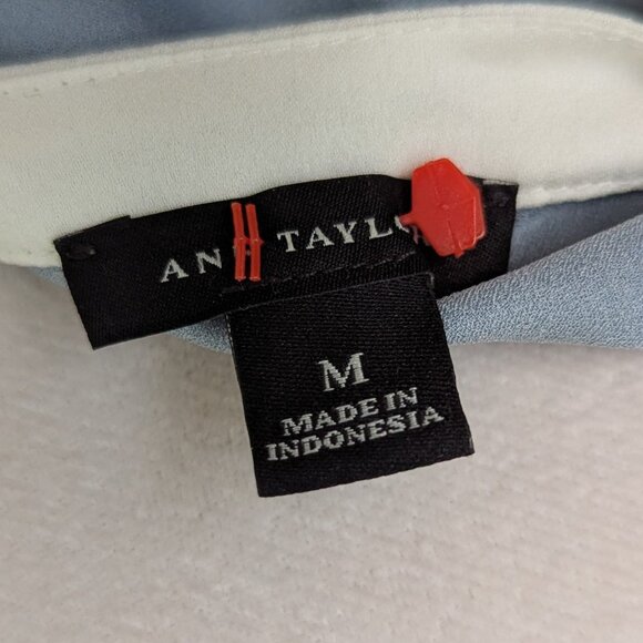 Ann Taylor Light Blue, Black & White Flowy Long Sleeve Blouse, Medium - Picture 5 of 5